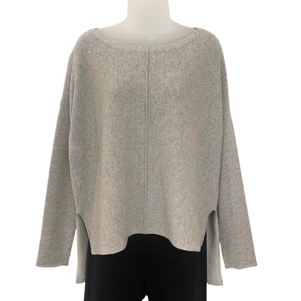 Eileen Fisher Cashmere Pullover Sweater with Split Hi-Lo Hem